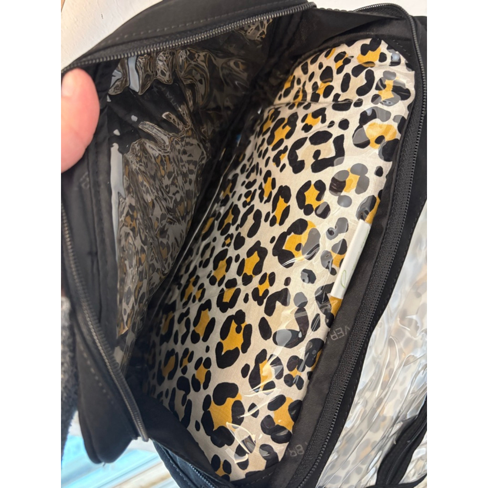 Vera Bradley Black Leopard Print Cosmetic Travel Bag One Size - Picture 5 of 6